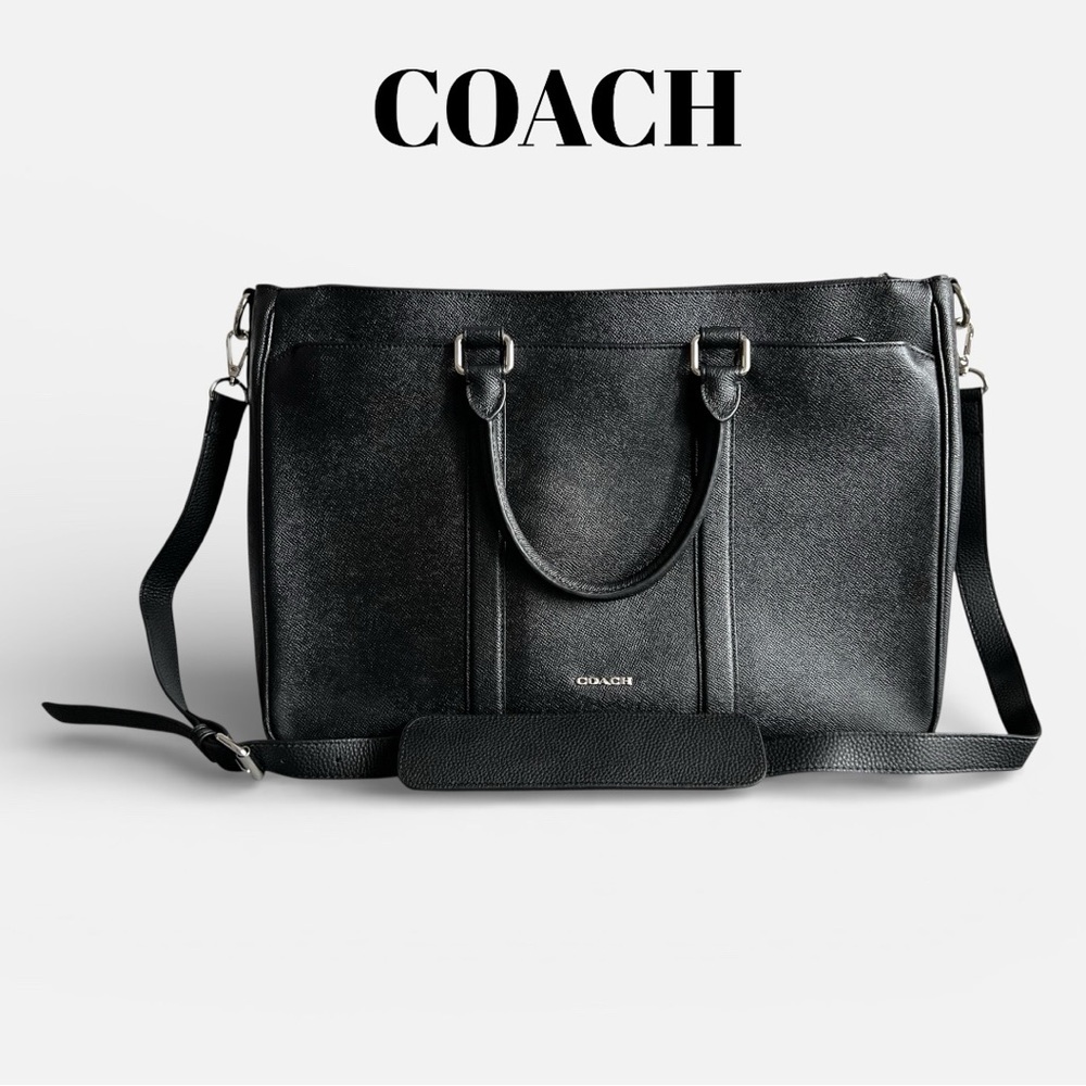 Coach F59141 Black Crossgrain Leather Laptop Business Bag & dust bag.